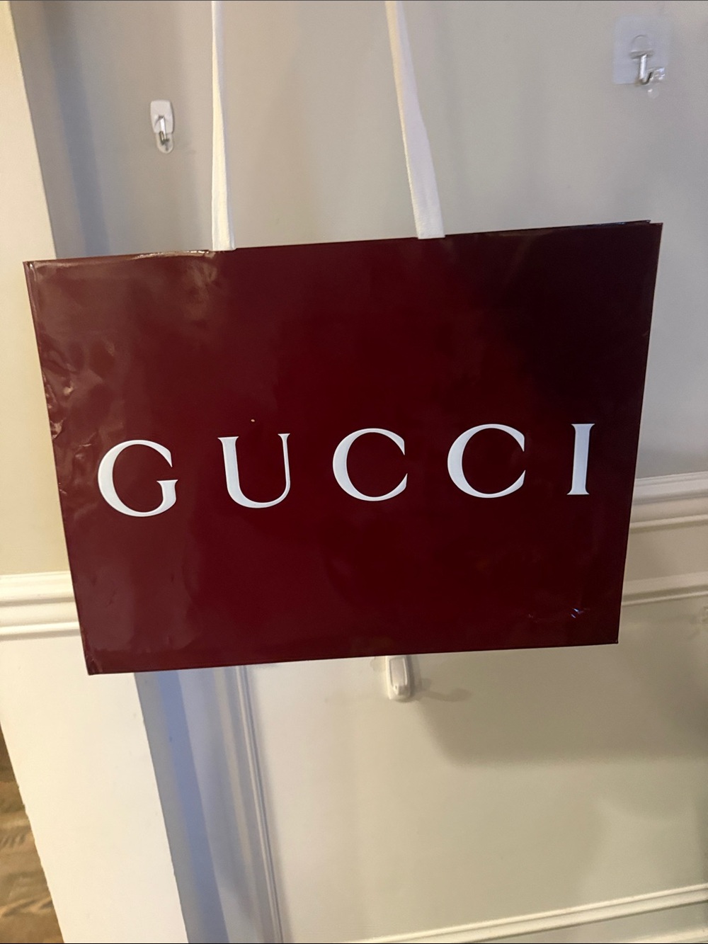 Gucci Deep Red Logo Gift Bag with White Handles